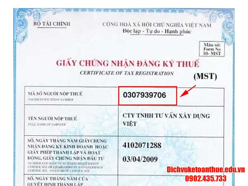 ma so thue cong ty la gi